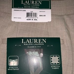 NWT men’s Lauren tan dress pants size 40W 30L